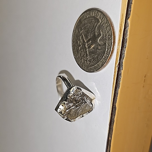 New Meteorite Campo del Ciclo Sterling Silver Ring size 7.5 - Picture 3 of 10